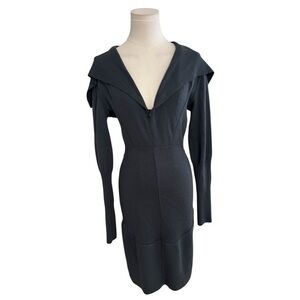 ALAIA Azzedine Designer Luxury Gray Mini Dress Vintage Wool Blend L Timeless